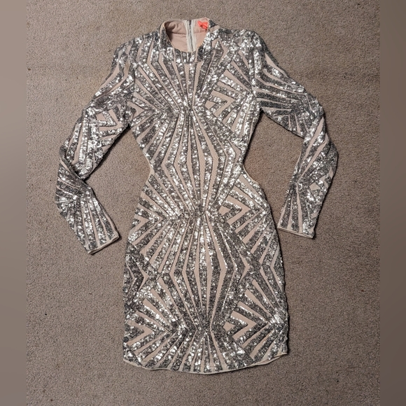 Silver Sequin Party Dress - Picture 6 of 9